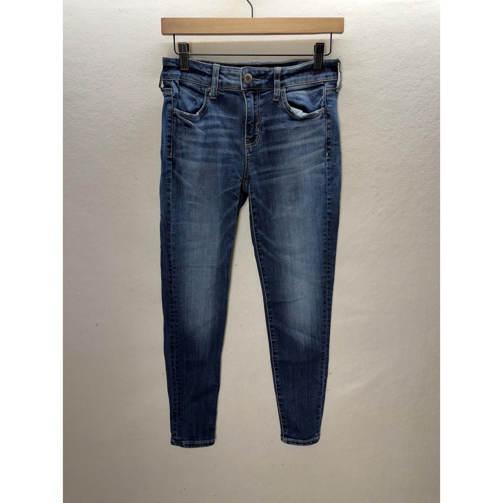American Eagle Jegging Womens 4 Short Blue Super Stretch Skinny Jeans 3551